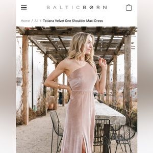 Baltic Born Tatiana Velvet One Shoulder Maxi Dress Champagne